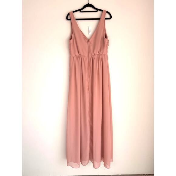 Birdy Grey Blush Pink Chiffon Maxi Dress Sleeveless V-Neck Size M - Picture 5 of 8
